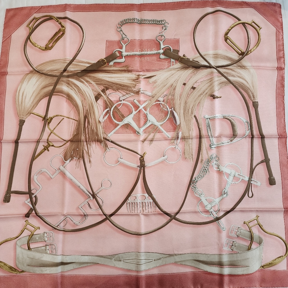 Hermès Projets Carrès Silk Scarf 90 Pink